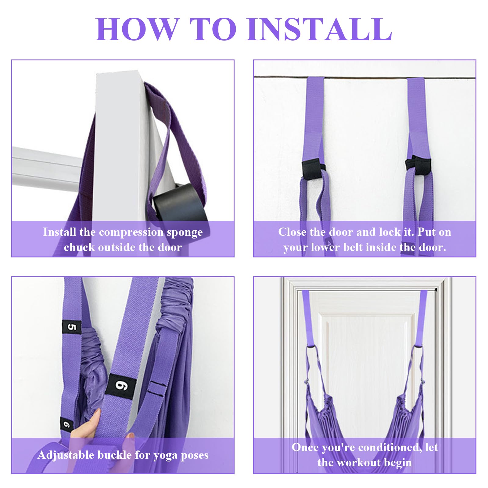 Hzyclzh 2 Stück Yoga Stretch Gurt, Stretch Band Gy Produktbild-Vorschau 2