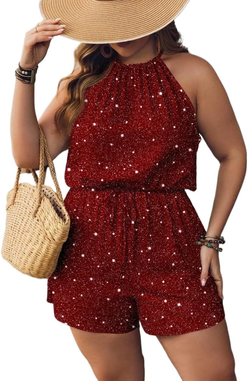 Rompers for Women Summer 2026 Plus Size Printed Romper