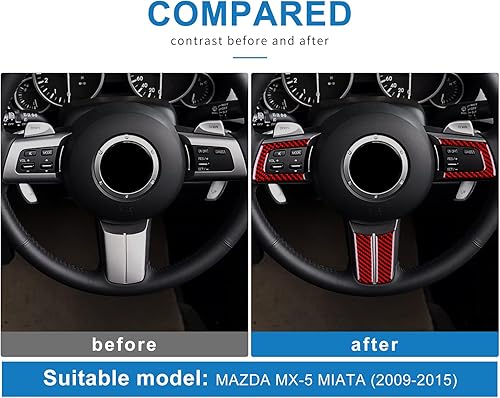 Miniatura 10 de Fibra de carbono, para Mazda, marco de botón de volante, decoración para Mazda MX-5, MIATA MX5, 2006, 2007, 2008, 2009, 2010, 2011, 2012, 2013,