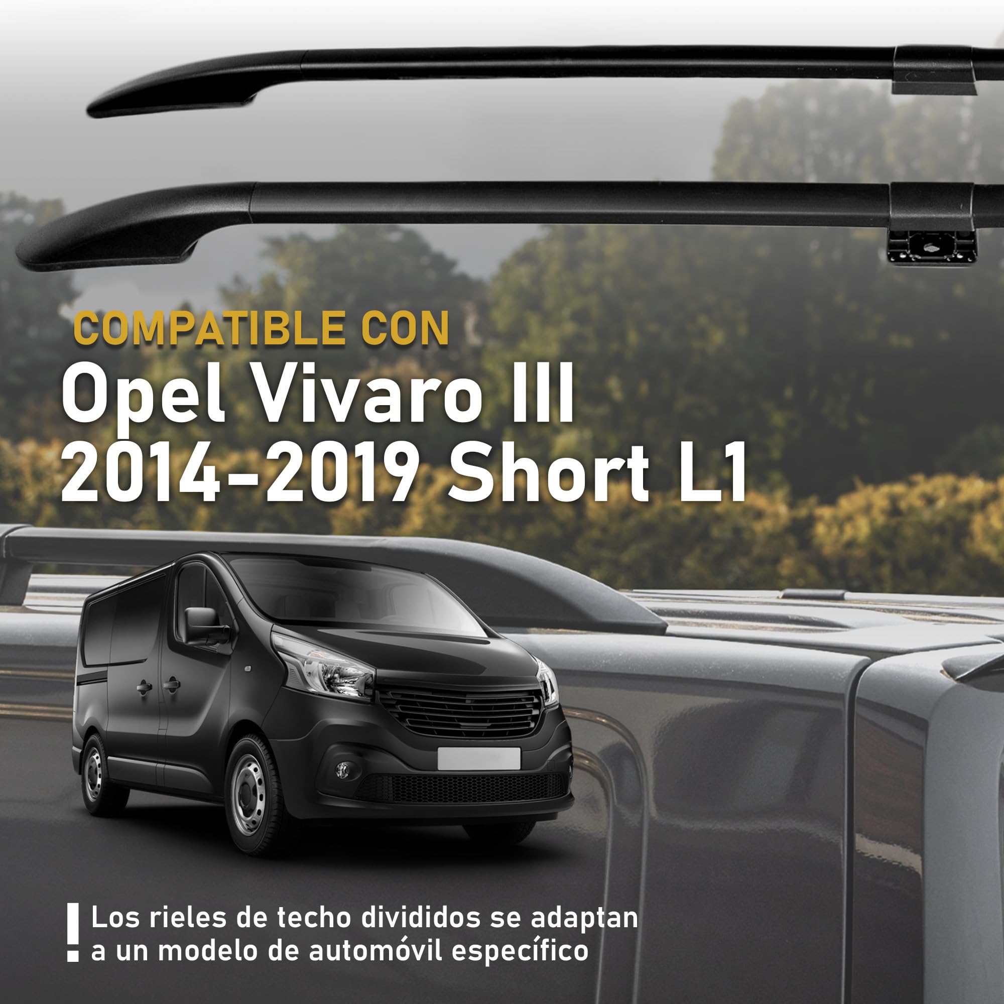 CHROMEMASTER | Compatible con Opel Vivaro 3 Short L1 2014-2019 | Barras Portaequipajes, Rieles de Techo; Se Utilizan para el Montaje de Portaequipajes de Techo, Cajas de Techo o Portabicicletas