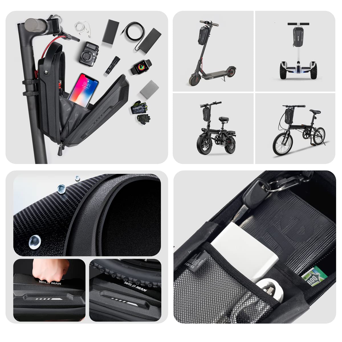 2/3/4L Scooter Tasche für Roller, Rollertasche Front Tube Bag Groß Lenkertasche Wasserfest, Vordertasche für Elektroroller