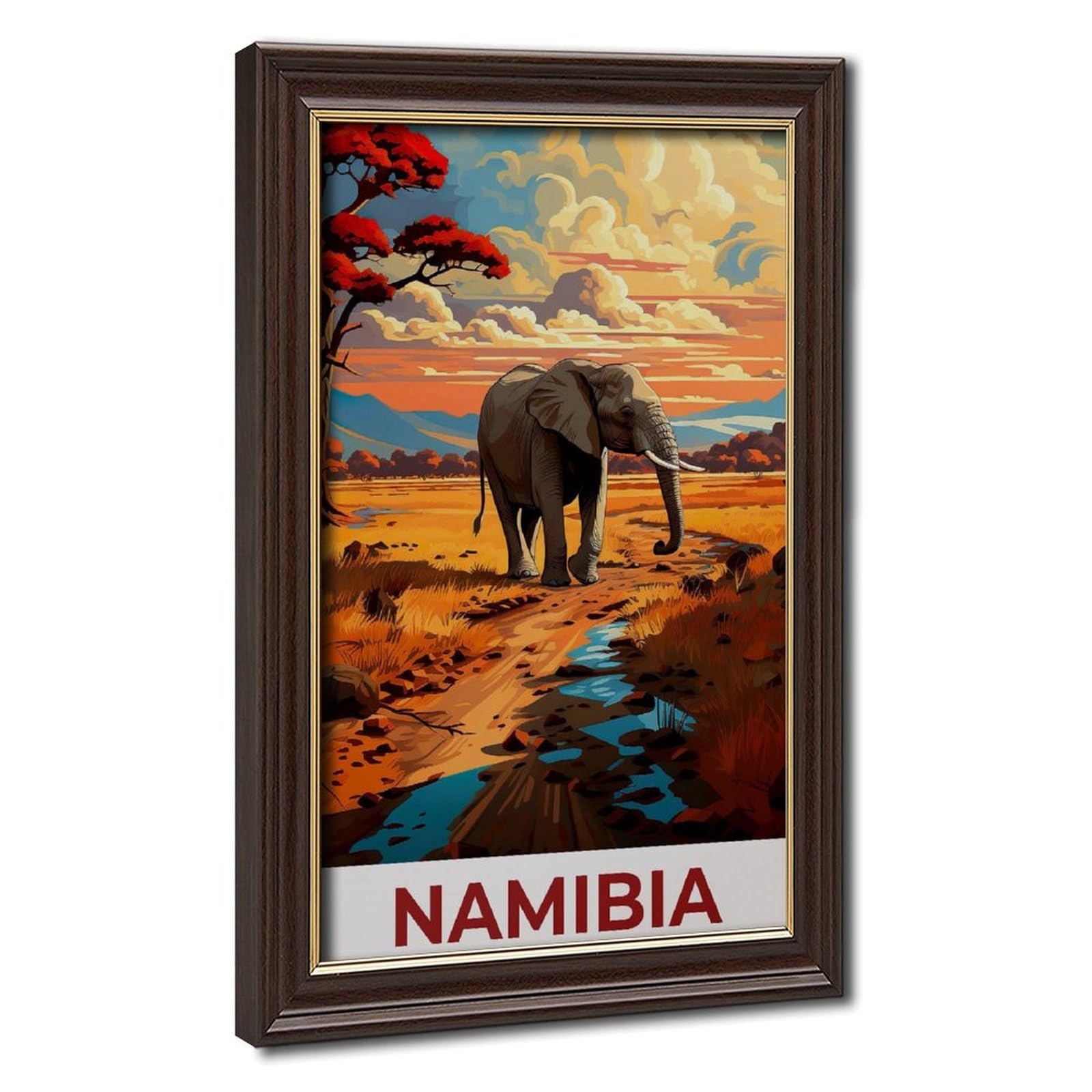 Bareronor Namibia Elephant Poster Canvas Poster Bedroom Decor Landscape Office Room Decor Gift 24" L X 36" W