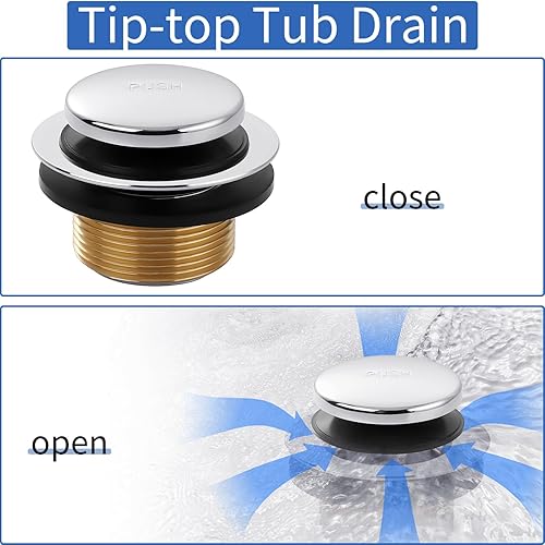 Miniatura 9 de Juego de desagües dorados para bañera con punta de desagüe con placa frontal de desbordamiento de dos agujeros, kit de drenaje de conversión de