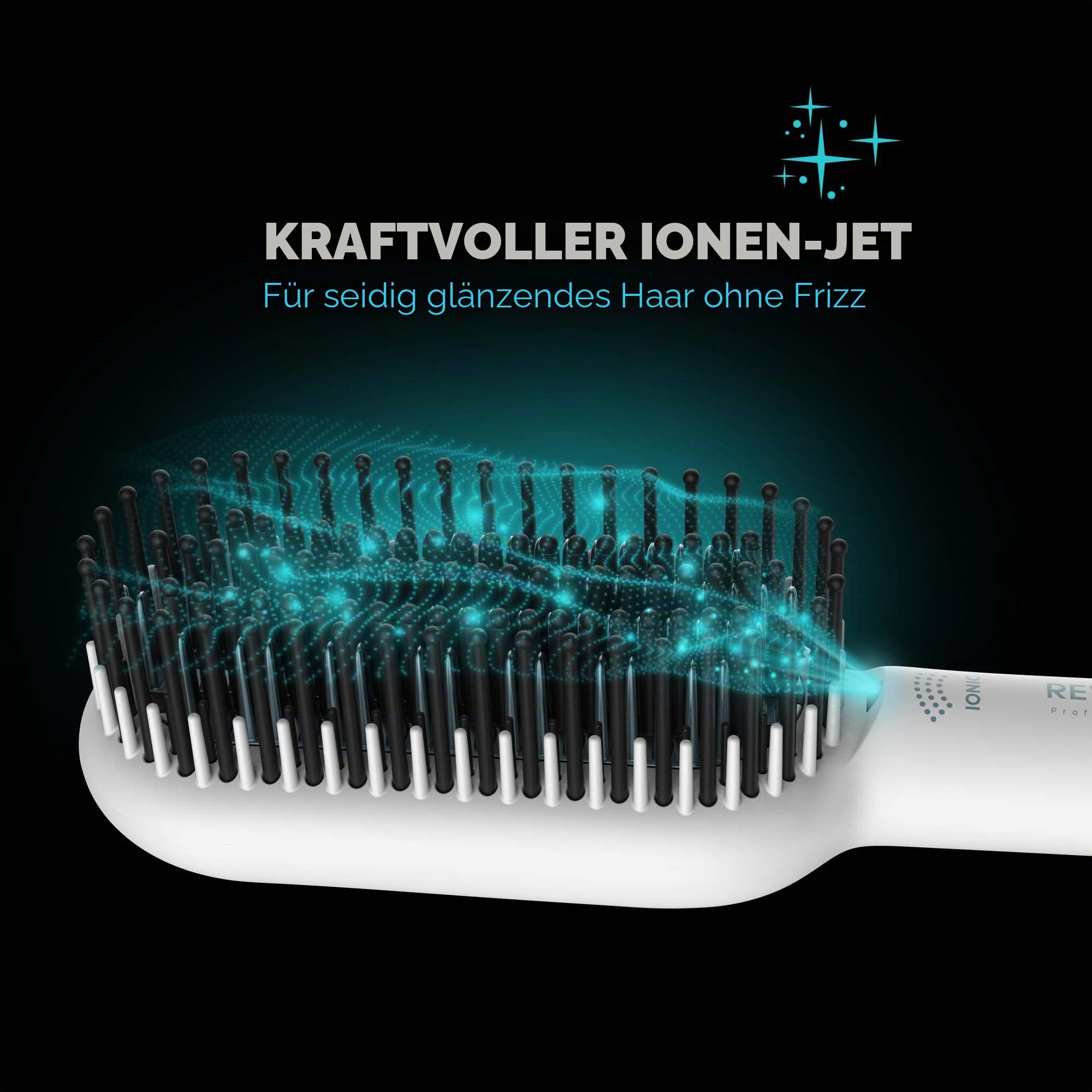 REVAMP Progloss Deep Form Keramik-Glättungsbürste - Haarbürste Glättbürste & Glätteisen/Haarglätter in einem, für nasses oder trockenes Haar geeignet, Keramikbeschichtet - Amazon Exklusiv