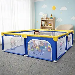 200 x 180 x 68 cm Cercadinho para Bebe Super Grande Cercado para Bebê Cercadinho Infantil Chiqueirinho Bebe de Proteção Criança Grande Tamanho com Design Espacial DOUBLE S (180 * 200cm)