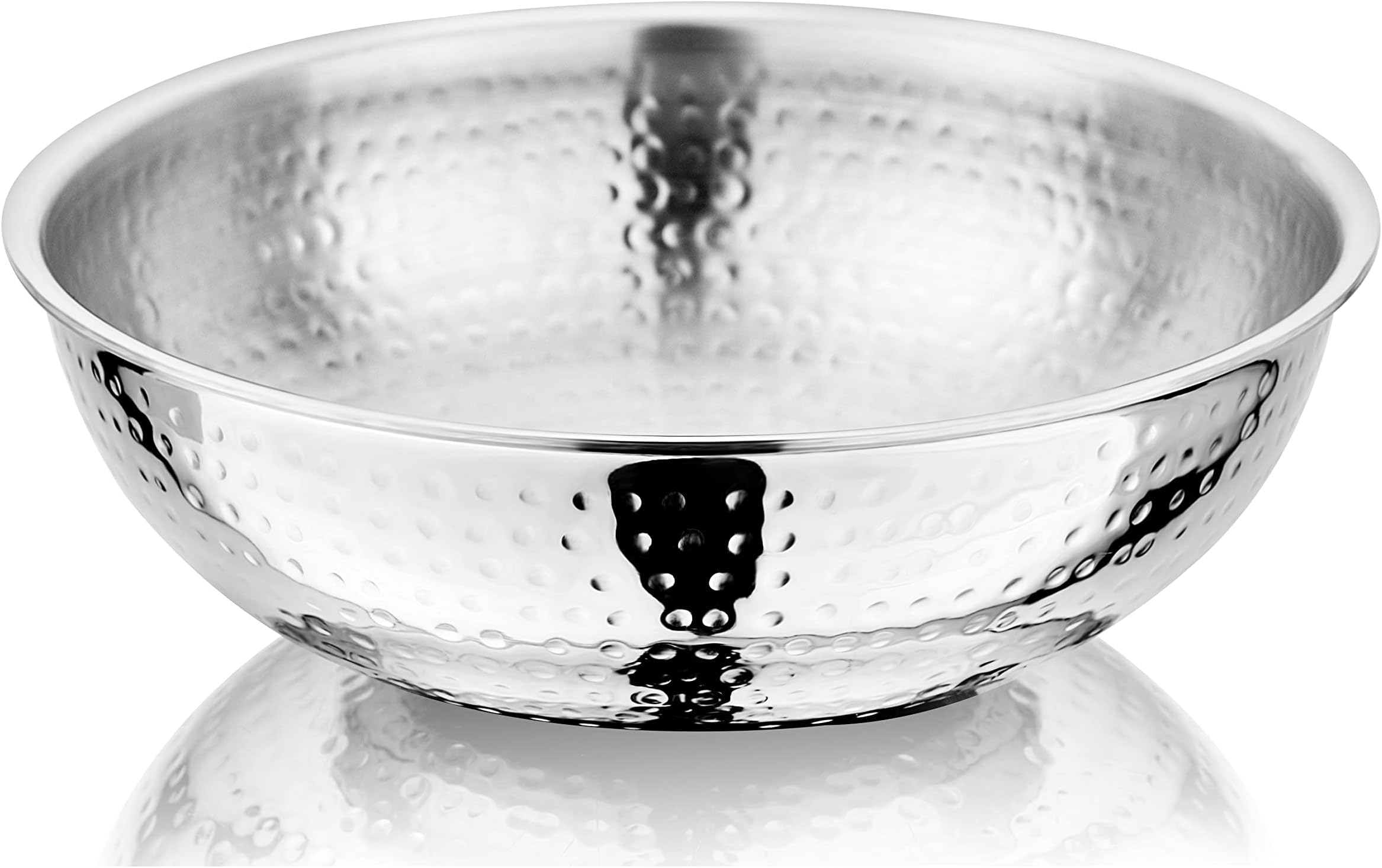 NIRLON Hammered Triply Stainless Steel Tasra/Tasla | 22Cm | Silver (Induction And Gas Stove Friendly), 1.5 Liters