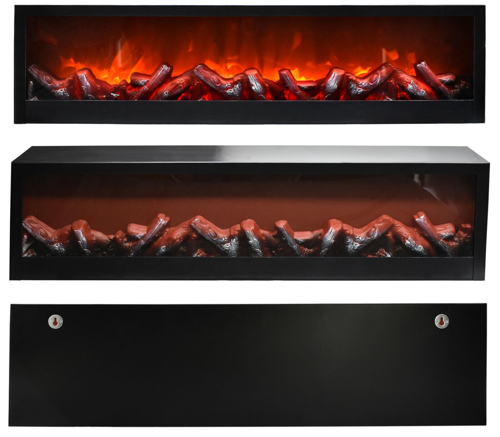 LED Wandkamin Tischkamin Elektrokamin mit realistischer Flammensimulation Kaminfeuer Feuersimulation schwarz inkl. Fernbedienung 60x20cm