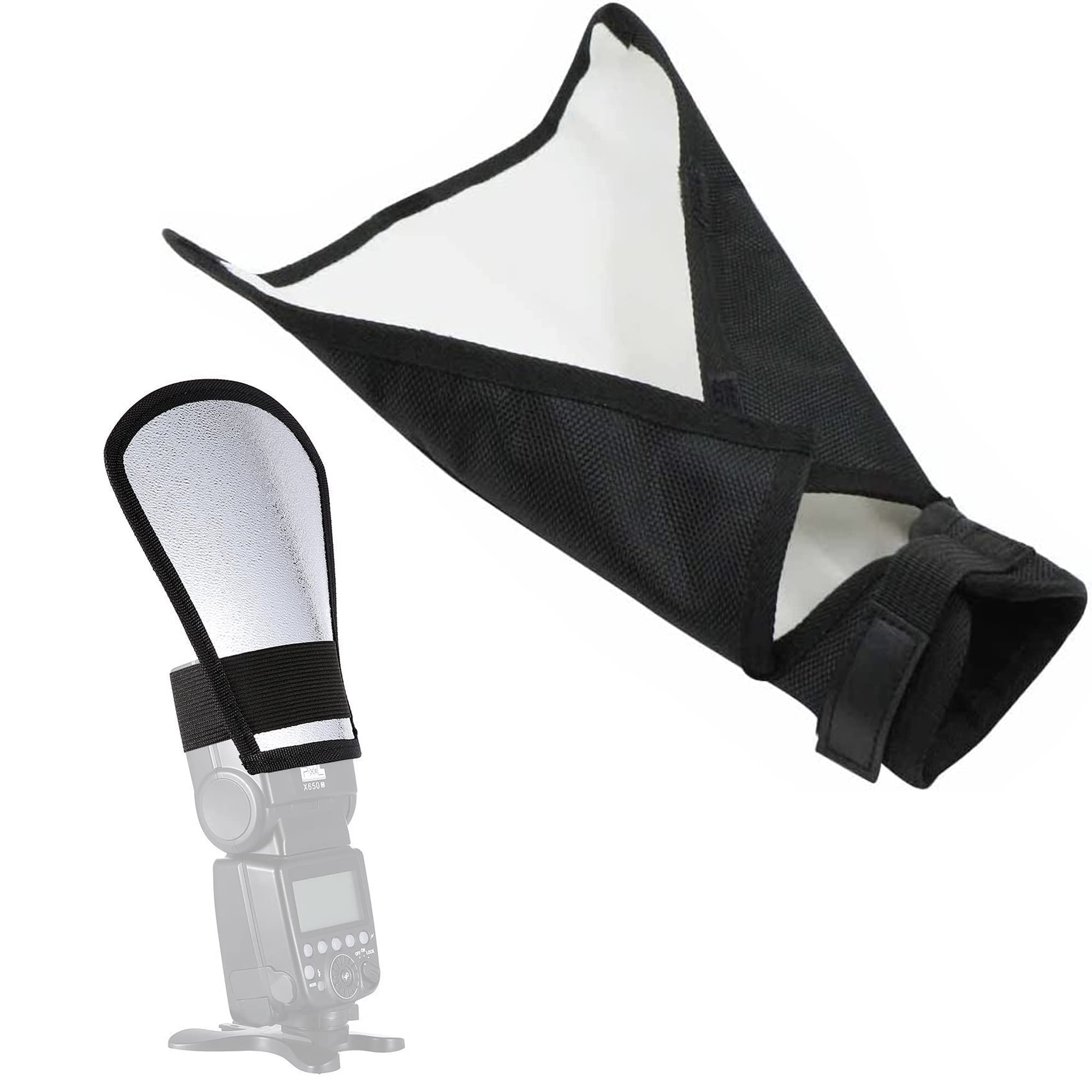 2PCS Difusor De Flash Speedlite Softbox Difusor de Flash Plateado Reflector De Flash PequeñO Softbox portátil Plegable Difusor De Flash PortáTil Reflectores portátil para fotografía
