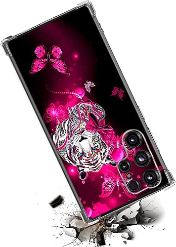 Miniatura 3 de Funda para Galaxy S22 Ultra, protección contra caídas de mariposa de tigre blanco, a prueba de golpes, carcasa protectora de cuerpo completo