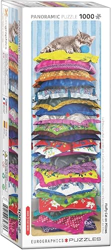 Gato esponjoso en almohadas