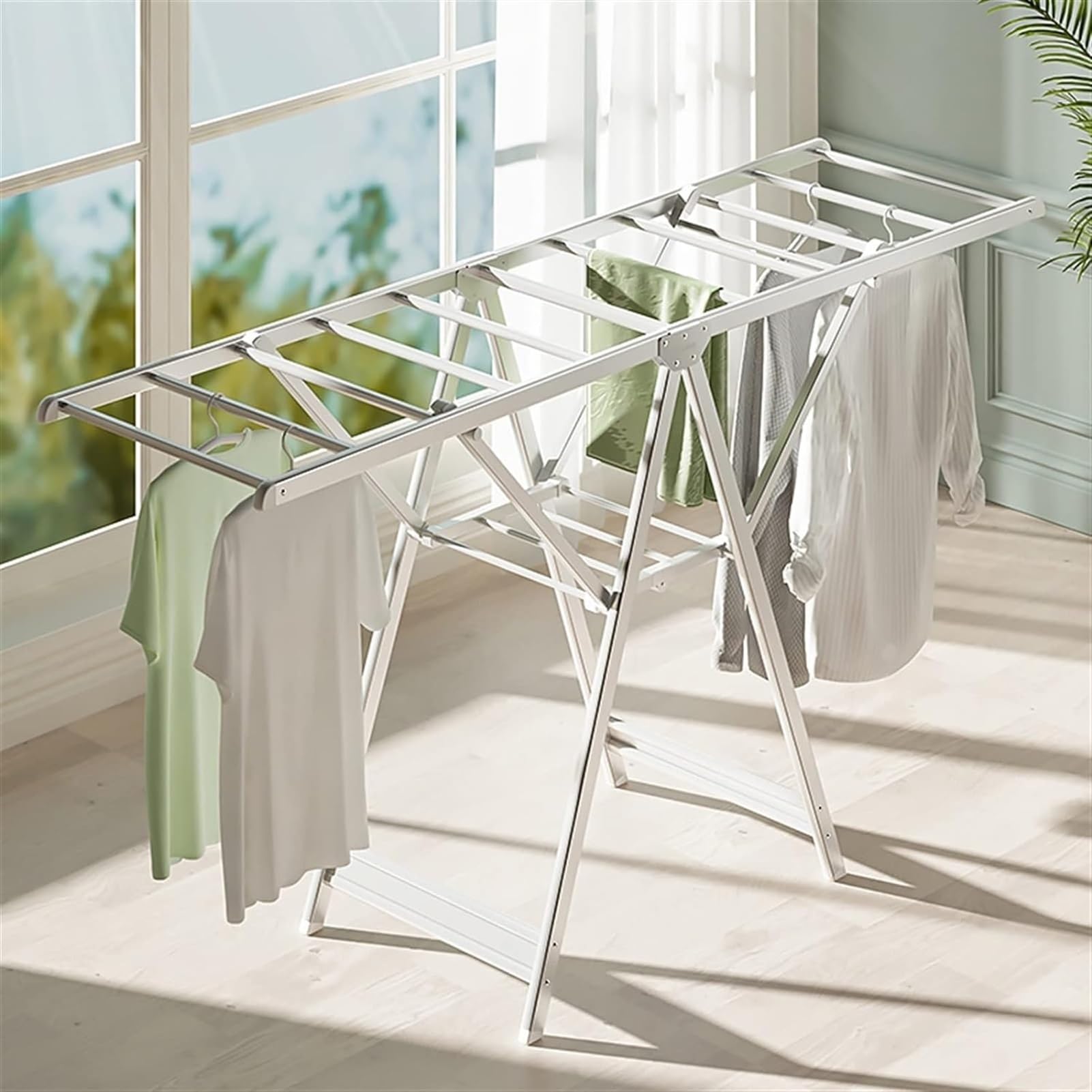 Tendedero para ropa Tendedero para ropa de 2 niveles - Secadora portátil plegable para interiores y exteriores para ropa, toallas y edredones - Soporte para ropa de lavandería ajustable en altura To