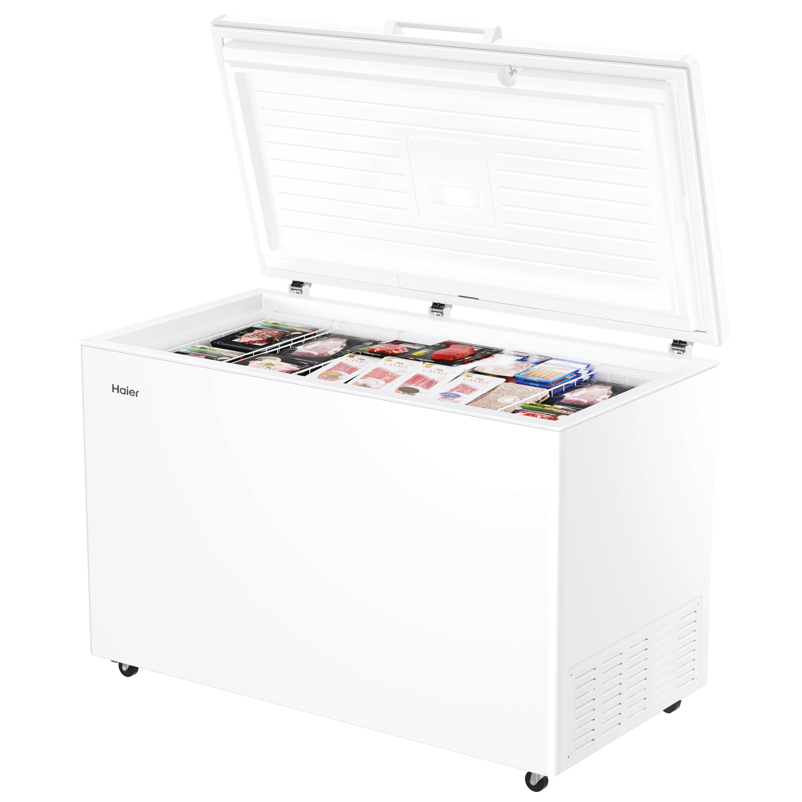 Haier CHEST SERIE 3 HCE420D Congélateur avec éclairage intérieur, fonction congélation rapide et congélateur Low Frost I avec 3 paniers en métal, classe énergétique D