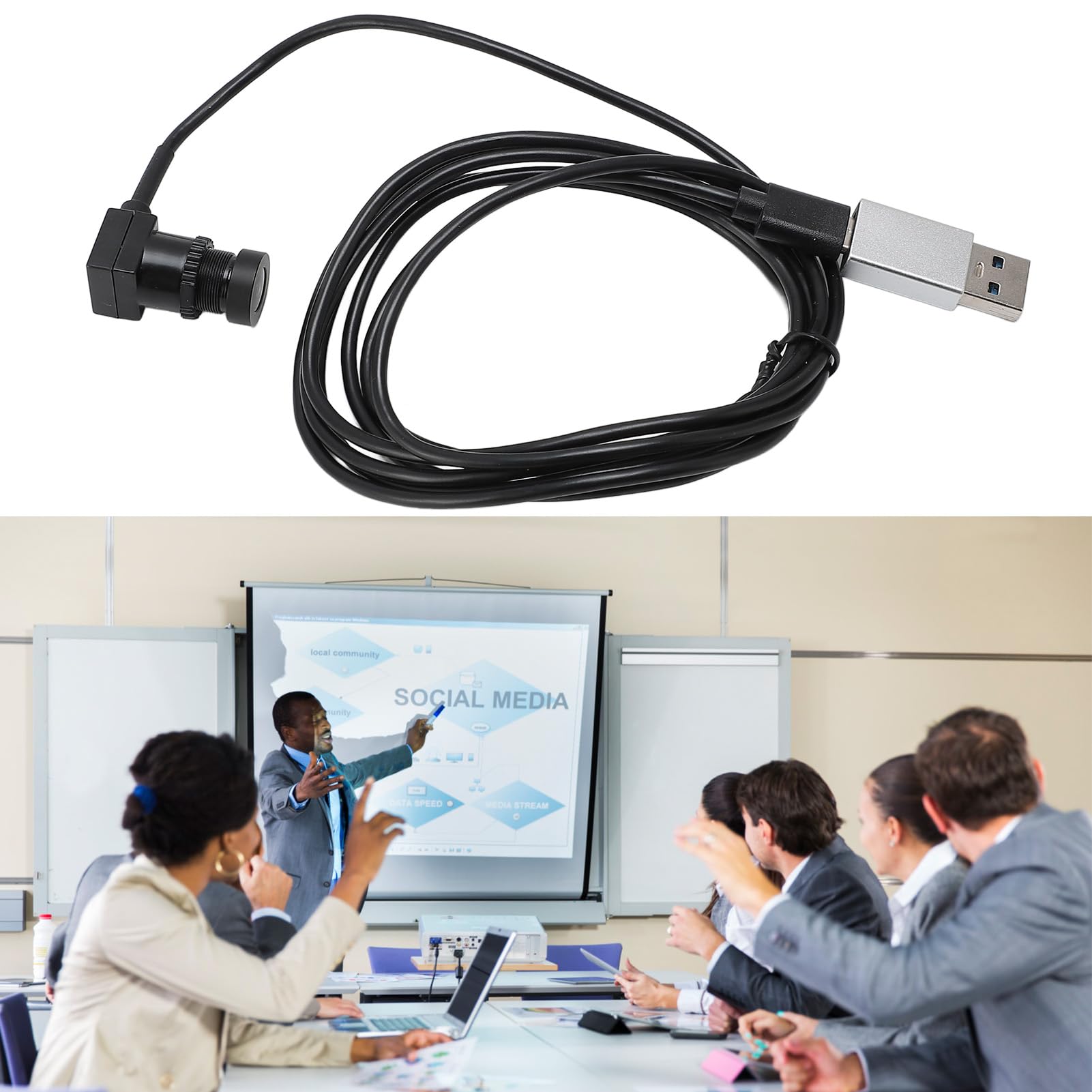 Sxhlseller Kamera Internetowa 1080p HD z Mikrofonem, Mini Kamera Internetowa USB z Kablem 1,5 M, Wtyczka Typu C i Aparat Odtwarzania na Laptopie Smartfon