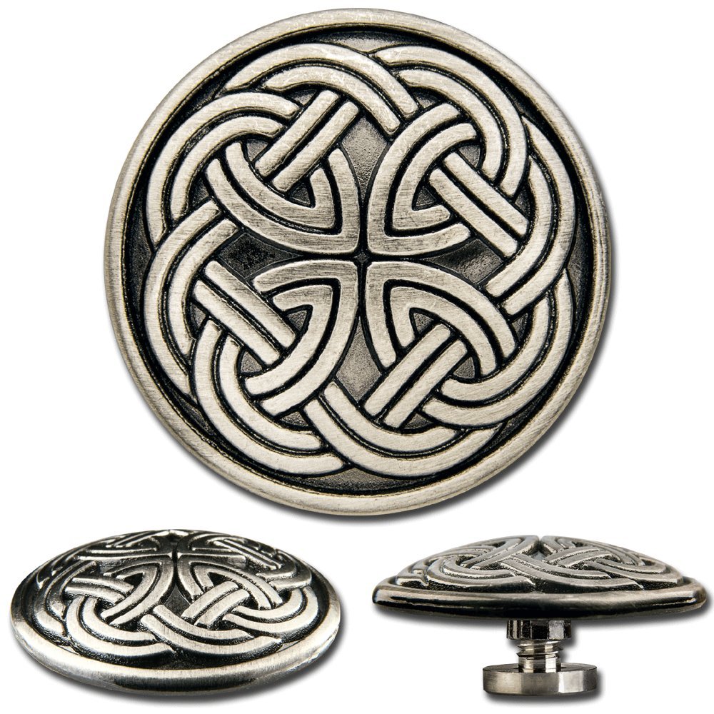 Hoppe & Masztalerz Silver 6 Pcs. Celtic Screwback Concho, Decorative Screw Back Rivet, Celtic Knot No. 1