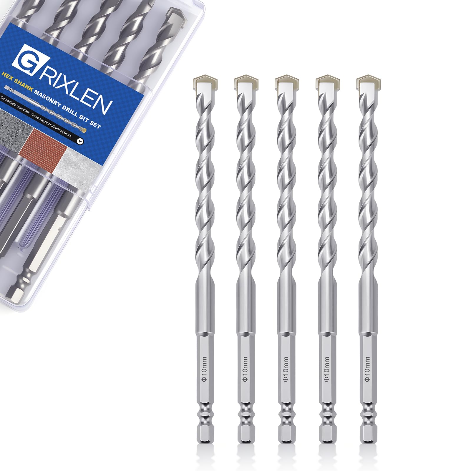 GRIXLEN Masonry Drill Bits - 3 Pack 4mm -14 GRIXLEN Masonry Drill Bits - 3 Pack 4mm -14