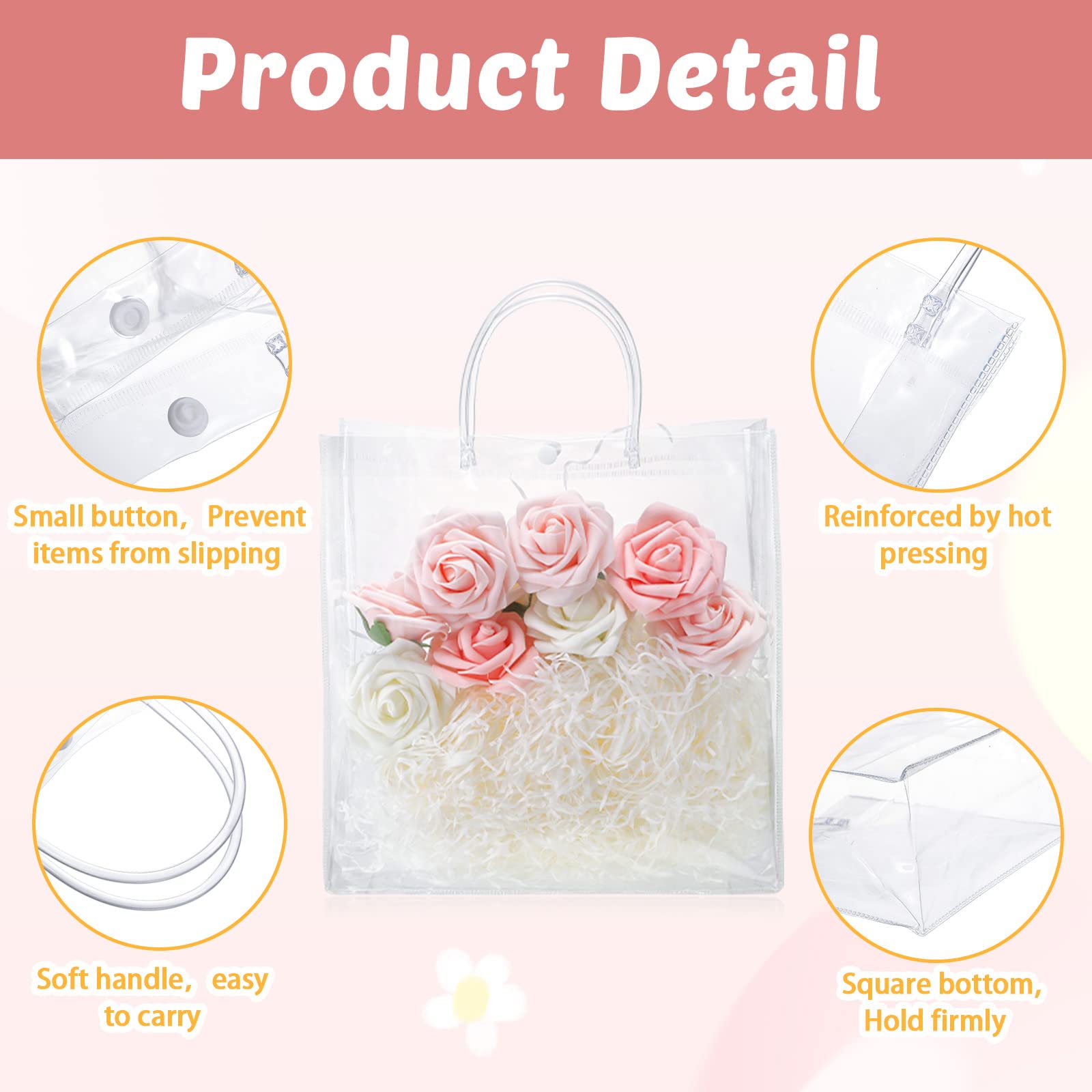 85 Pcs Clear PVC Gift Bags With Handles - 9.84x9.84x3.54 Inch, Reusable Transparent Totes For Parties & Favors