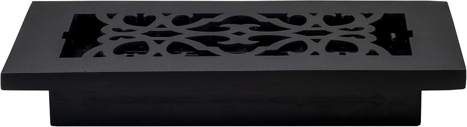 Decor Grates AC408-BLK Victorian Floor Register 4 x 8 Inches Cast Iron Black