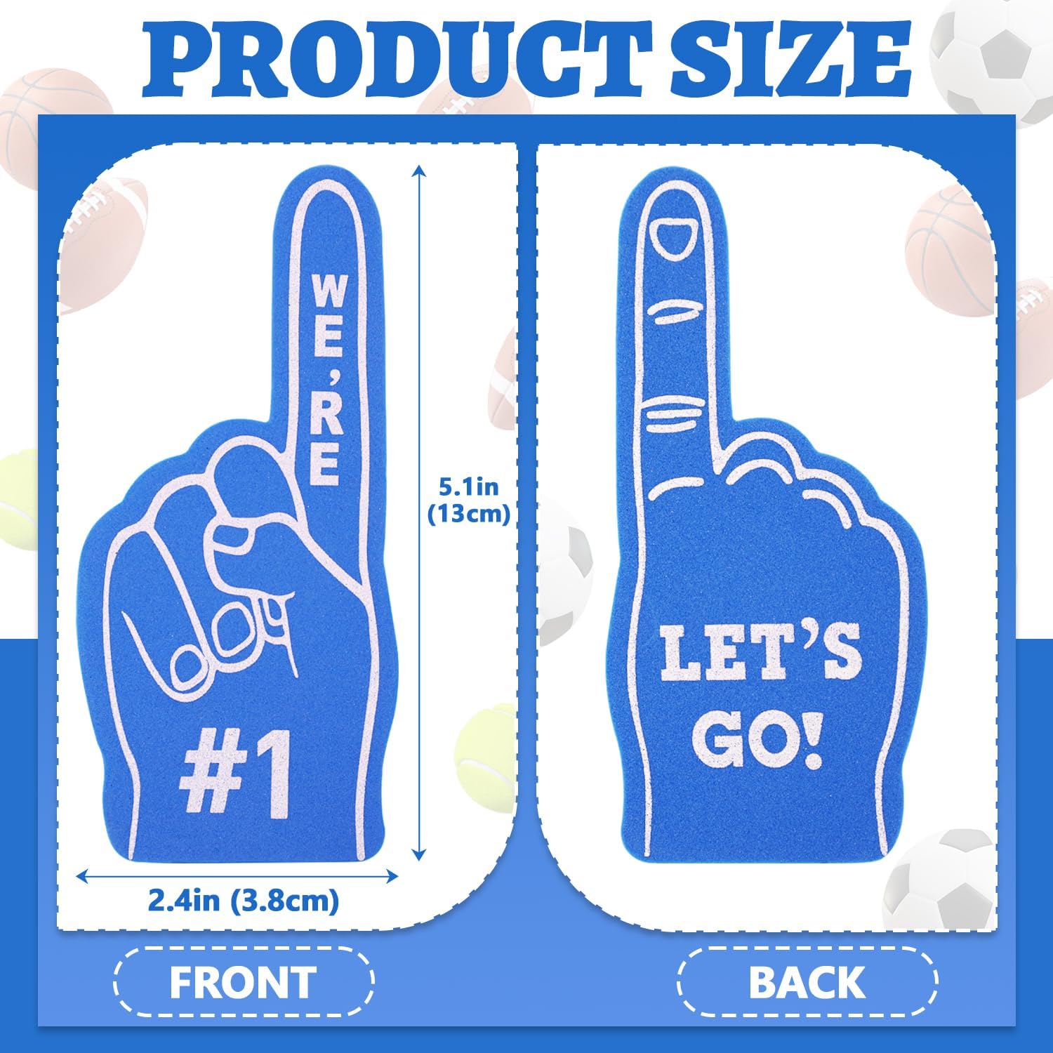 ミニフォームフィンガー48本。スポーツファン向けフォームフィンガー。スポーツハンドテーマパーティーに。バスケットボール、野球、サッカ