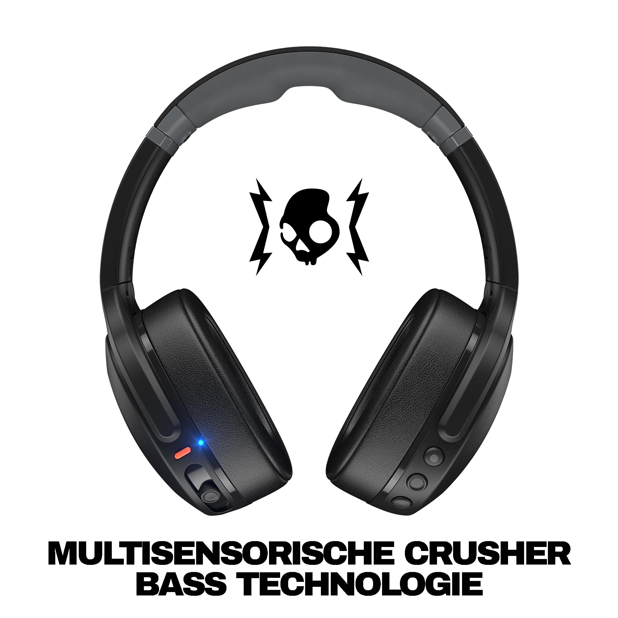 Skullcandy Crusher Evo Wireless Bluetooth-Kopfhörer mit zusätzlichem USB-C-Ladekabel, multisensorischem Bass, schallisolierender Over-Ear-Passform, 40 Stunden Akkulaufzeit - Schwarz