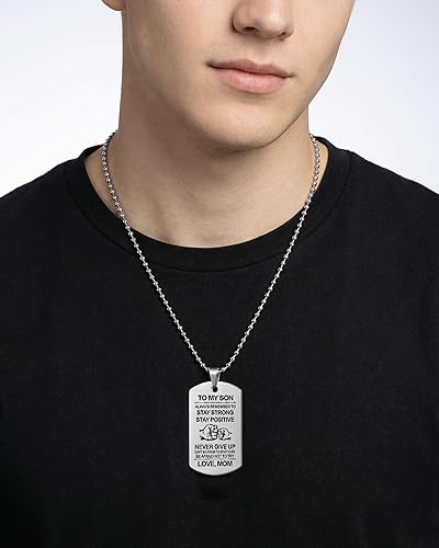 Miniatura 2 de VIMIEW Collar con dije de etiqueta de perro To My Son para hombre, regalo para hijo de papá y mamá, regalo de Navidad, Día de la Madre, cumpleaños,
