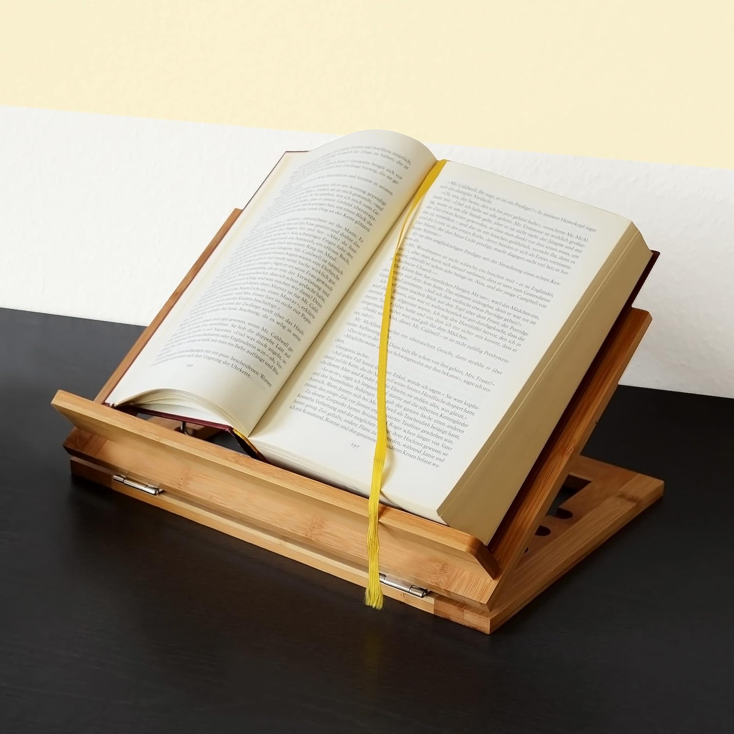 Bamboo Cookbook Stand/Holder Adjustable Angle, Wood