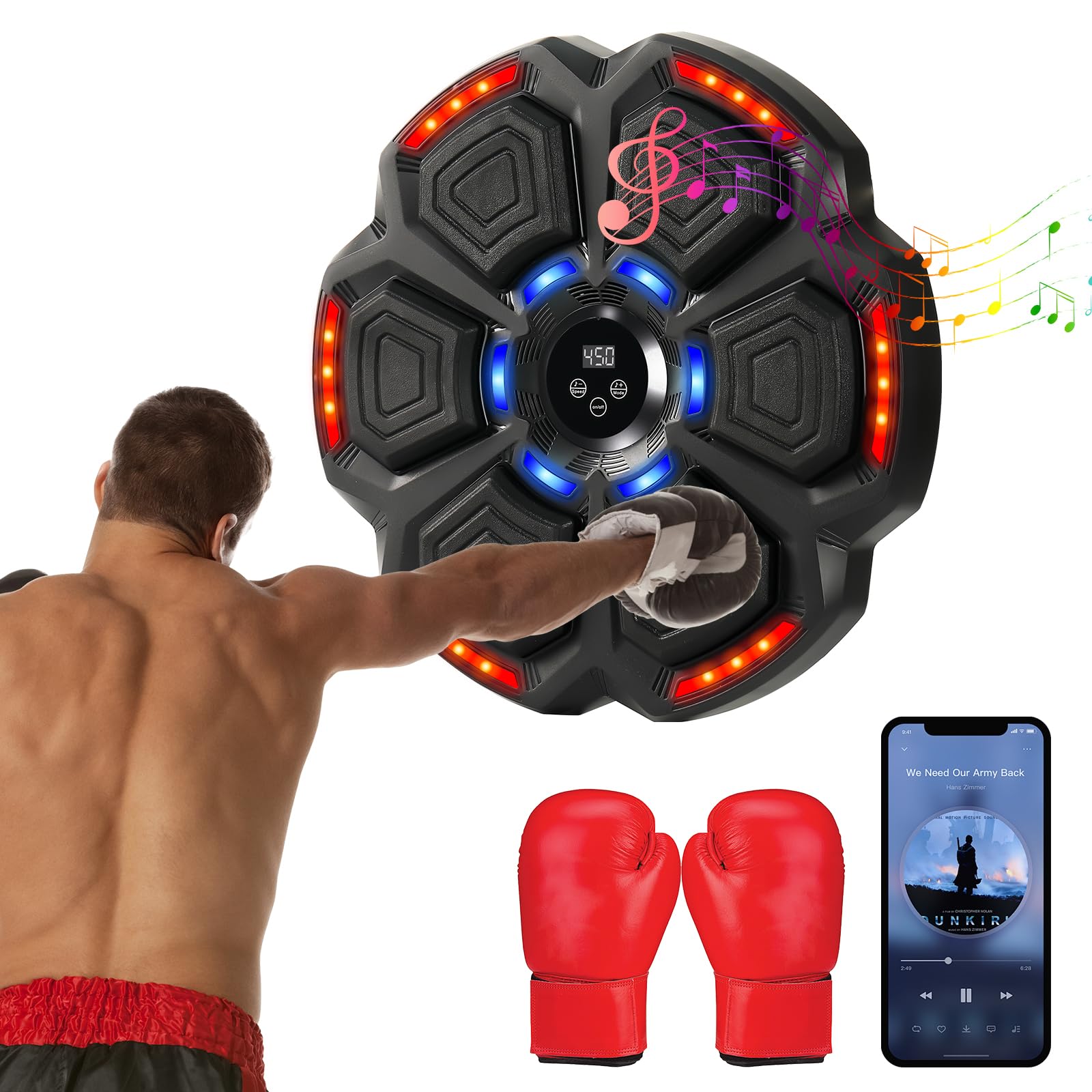 Macchina Da Boxe Musicale Con LED E Bluetooth - 9 Velocità Per Allenamento Casa - Foto 2