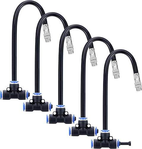 Mornajina Paquete de 3 boquillas de nebulización de latón de 2 vías con manguera integrada de 13 pulgadas para sistema de refrigeración al aire