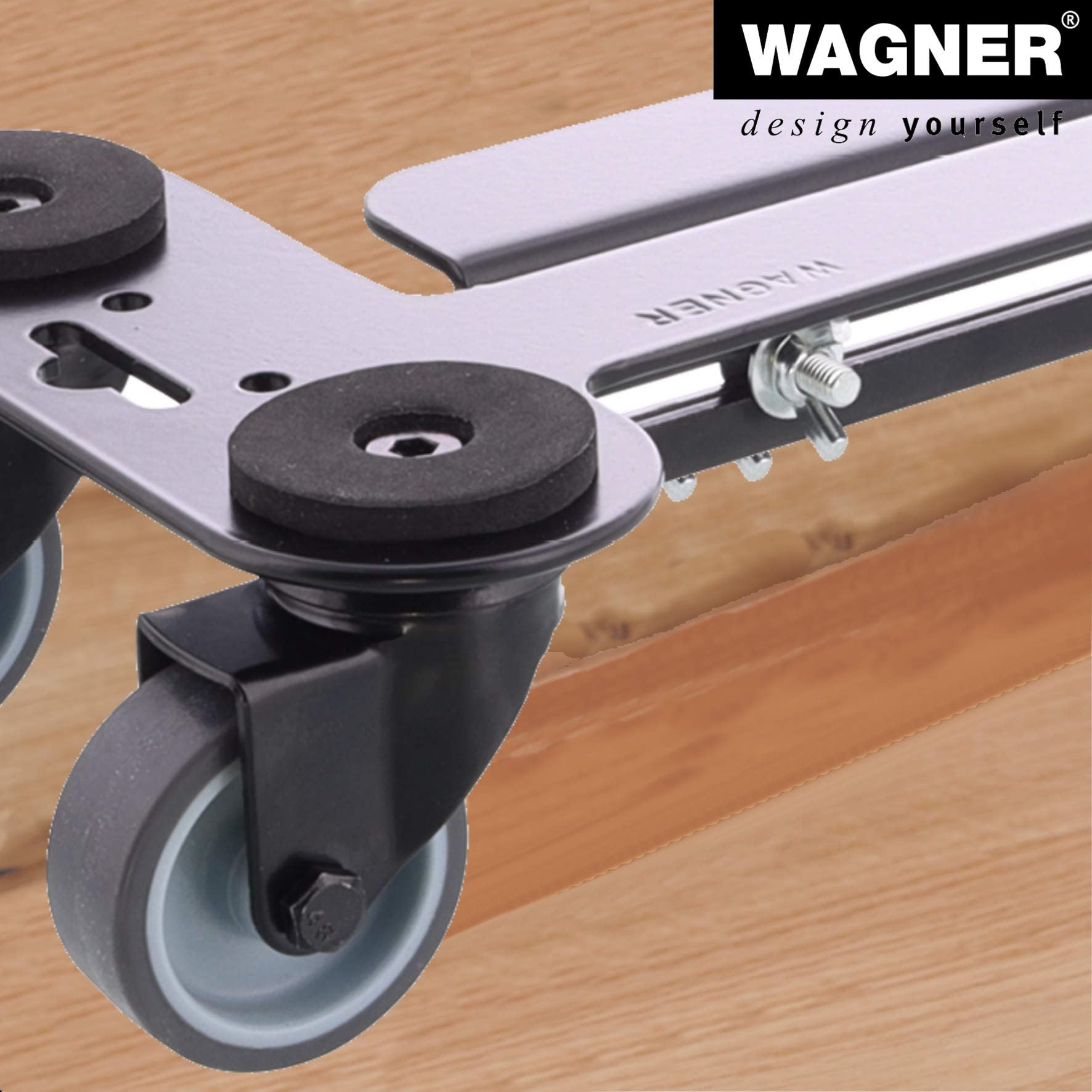 WAGNER Transportroller Transporthilfe 4120 I Industriestahl beschichtet I 35-50 x 16,5 x 9 cm, Tragkraft 250 kg I Möbelroller ausziehbare Ladefläche ! Umzugsroller mit Flexibler Anpassung, Rollbrett
