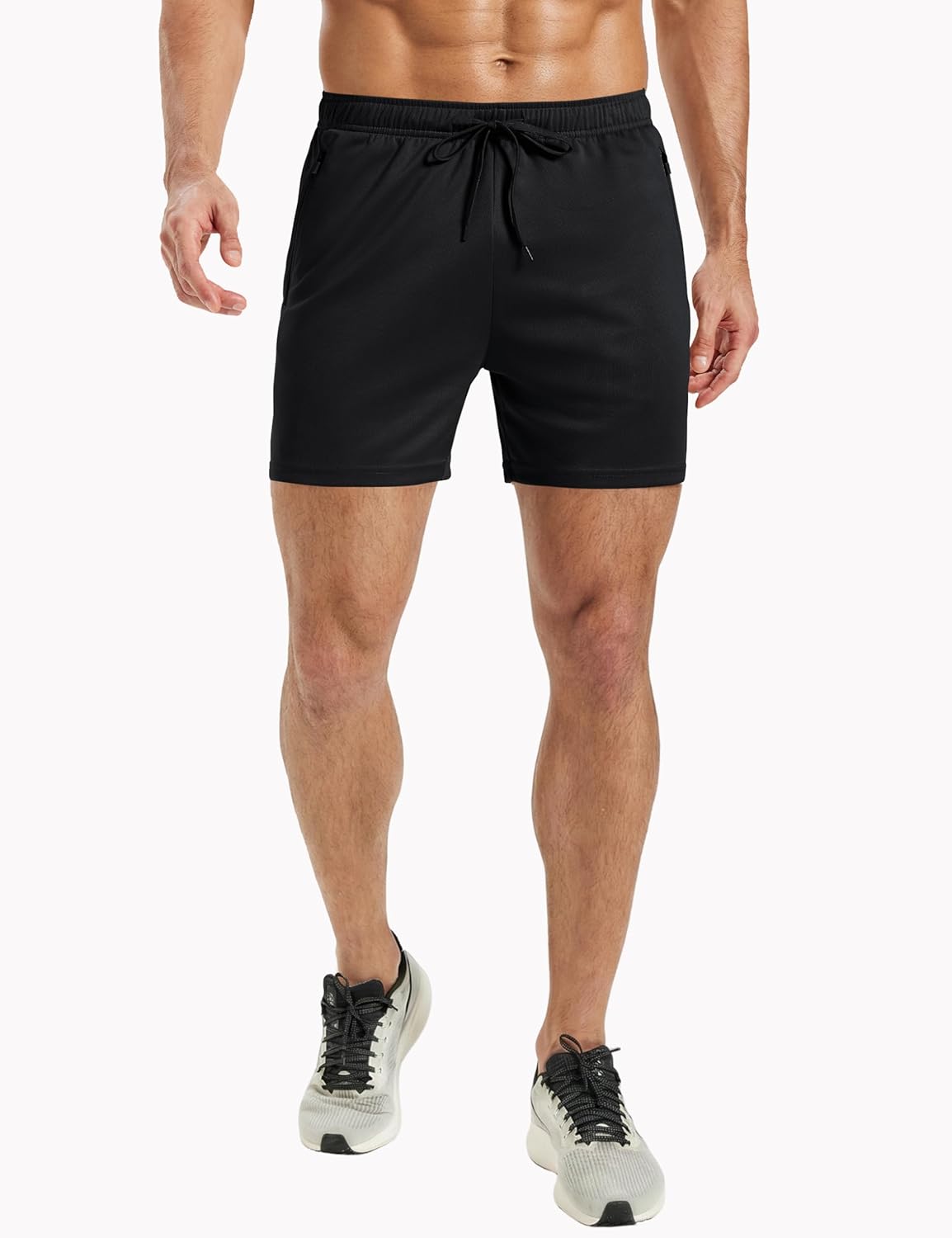 MAGCOMSEN Men's 5" Athletic Running Shorts Mesh Quick Dry Lightweight Linerless Gym Workout Shorts with Zipper Pockets - Image 2