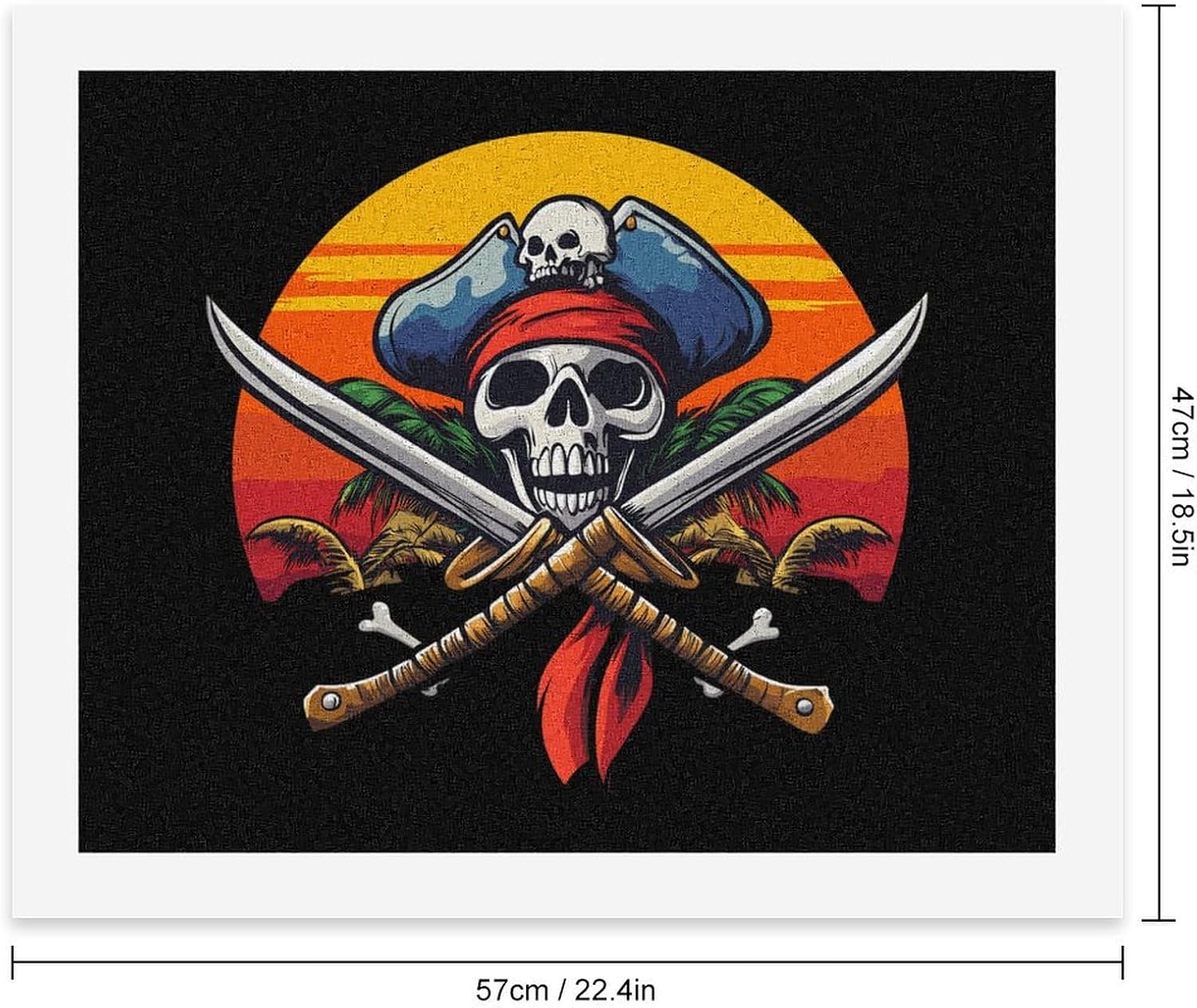Pirate Skull Island Sunset Paint by Numbers for Adults DIY Oil Painting Kit Digital Paintings on Cotton Abstract Artwork 22x18 Inch