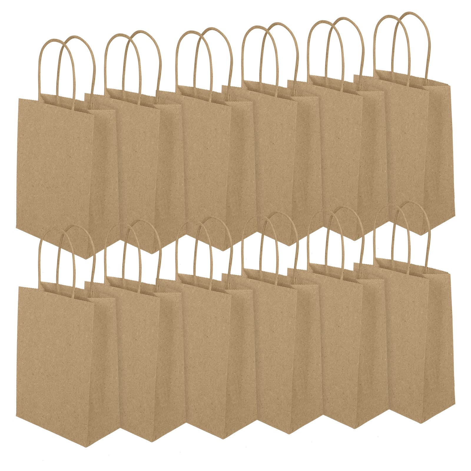 Darbermu Gift Bags Paper Bags, 12 PCS Brown Small Paper Party Bags, Gift and Sweet Bags with Twist Handles, Paper Party Bags for Kids Party, Wedding, Birthday, food (150x80x210mm)
