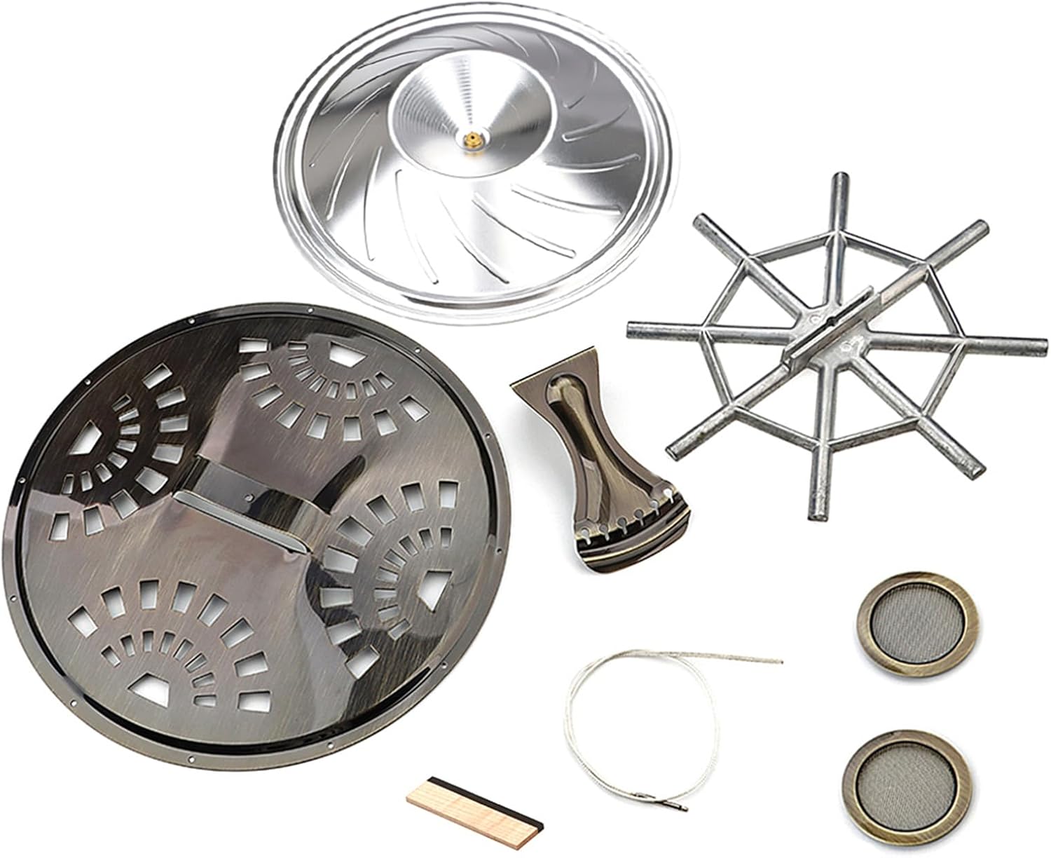 6 String Guitar Part Set Resonator Cones Soundhole Screens Tailpiece Bridge Saddles Acoustics Resonator Guitar Accessories Acoustic Guitar Parts