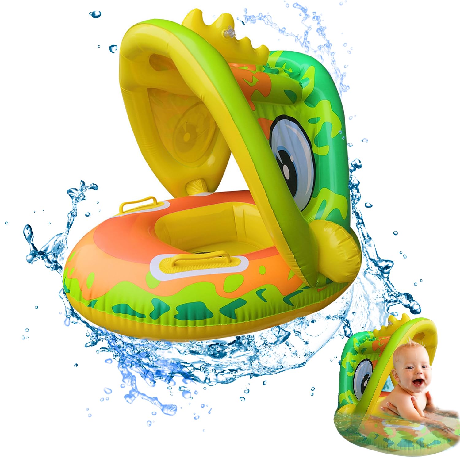 Flotador Bebe Inflable,Flotador de Natación Bebé,Flotador de Piscina Bebé,Flotador de Natación con Dosel,Círculo de Natación con Asiento,Anillo Flotador para Bebe,para Niños 1-4 Años