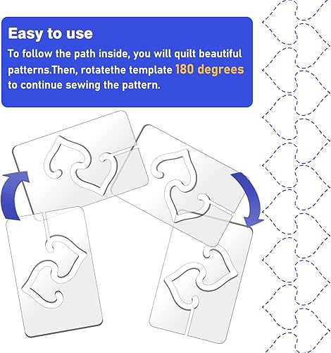 Miniatura 19 de Kapyoo Reglas y plantillas de acolchado Plantillas de acolchado para máquinas Plantillas de acolchado en forma de corazón en forma de corazón