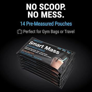 PEScience Smart Mass Gainer, Gourmet Chocolate, 14 Packets | Lean Muscle Weight Gainer, Whey Protein & Casein Protein Blend, Slow-Digesting Carbs, Maltodextrin-Free