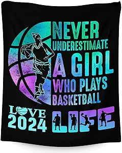Basketball Throw Blanket for Baby - 30x40 Inches Lap Size - Soft Fluffy Cozy Blankets Gift - Black Sports Blanket Throws for Couch, Work