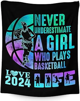 Basketball Throw Blanket for Baby - 30x40 Inches Lap Size - Soft Fluffy Cozy Blankets Gift - Black Sports Blanket Throws for Couch, Work