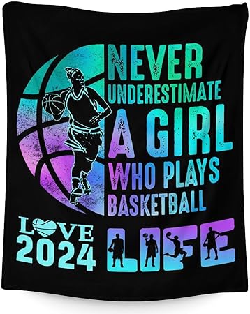 Basketball Throw Blanket for Baby - 30x40 Inches Lap Size - Soft Fluffy Cozy Blankets Gift - Black Sports Blanket Throws for Couch, Work