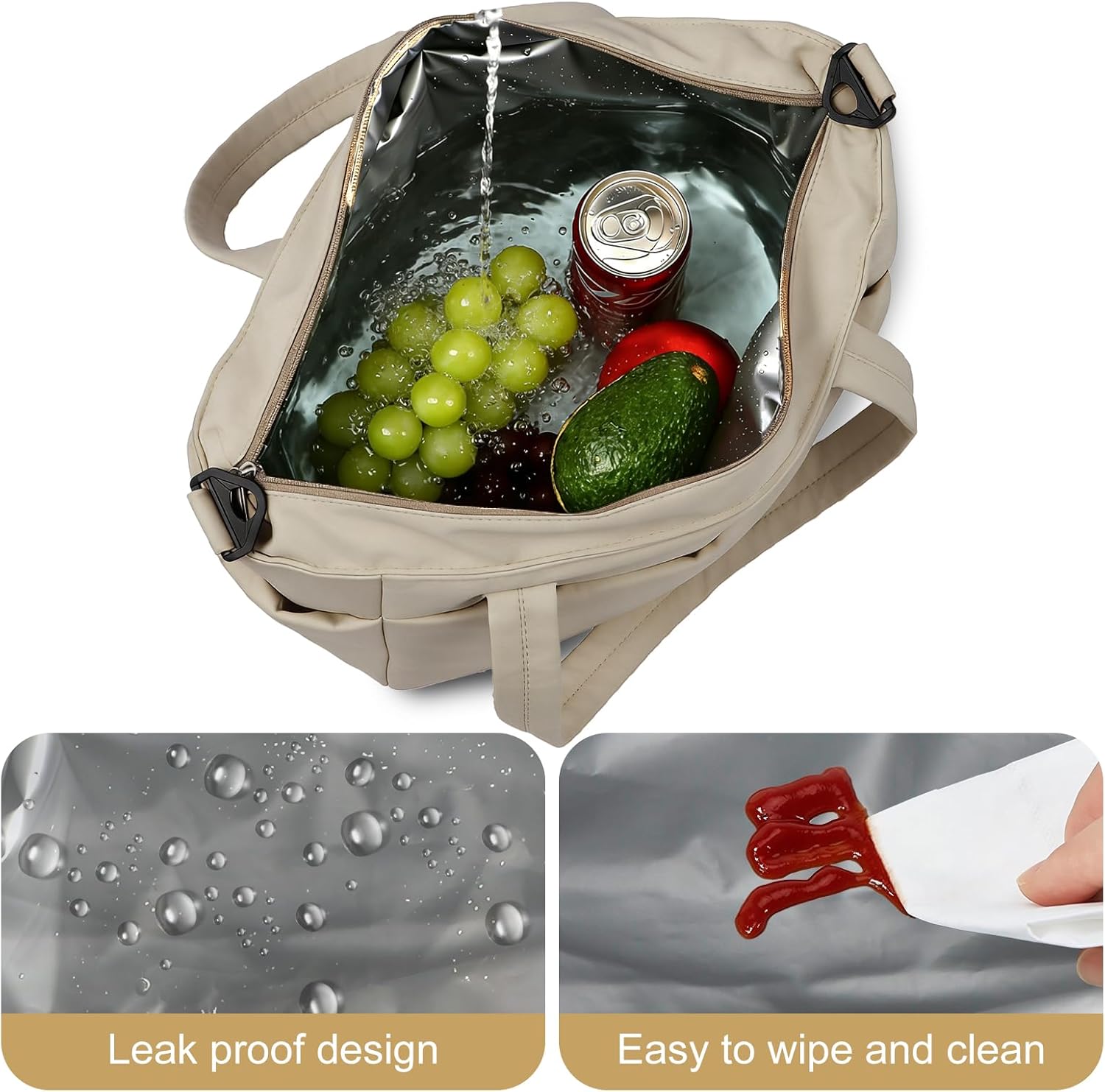 Lunch Bag Women Puffy Quilted Tote Bag Stylish Insulated Lunch Tote Bag with Large Capacity and Shoulder Strap Portable Lunch Cooler Bags for Women, Work Office, Travel, Picnic, Meal Prep - Image 8