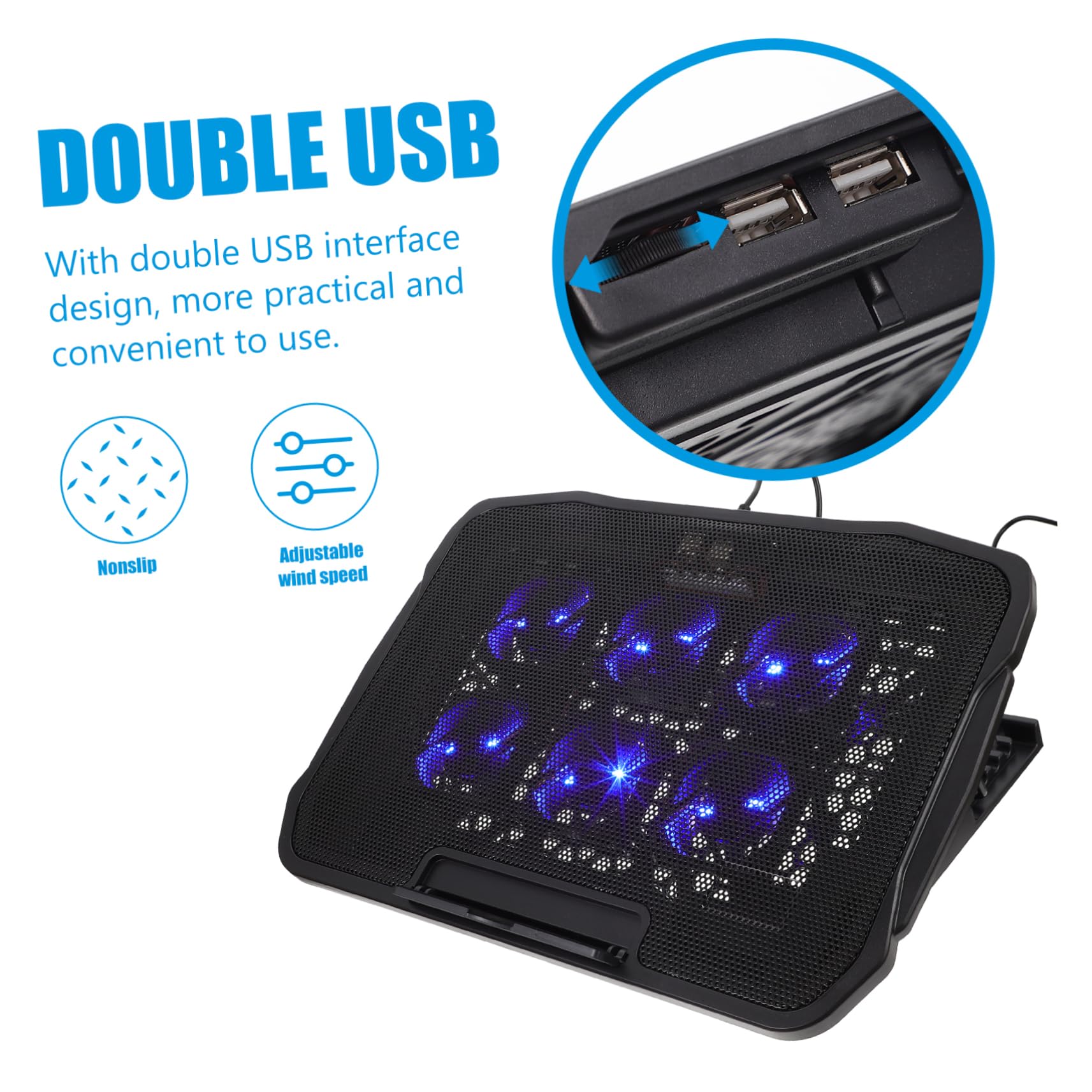 Soporte para Portátil con Ventilador Ajustable Base Ergonómica para Disipación de Rápida Notebook Refrigerador Multifuncional para Uso Doméstico y Oficina
