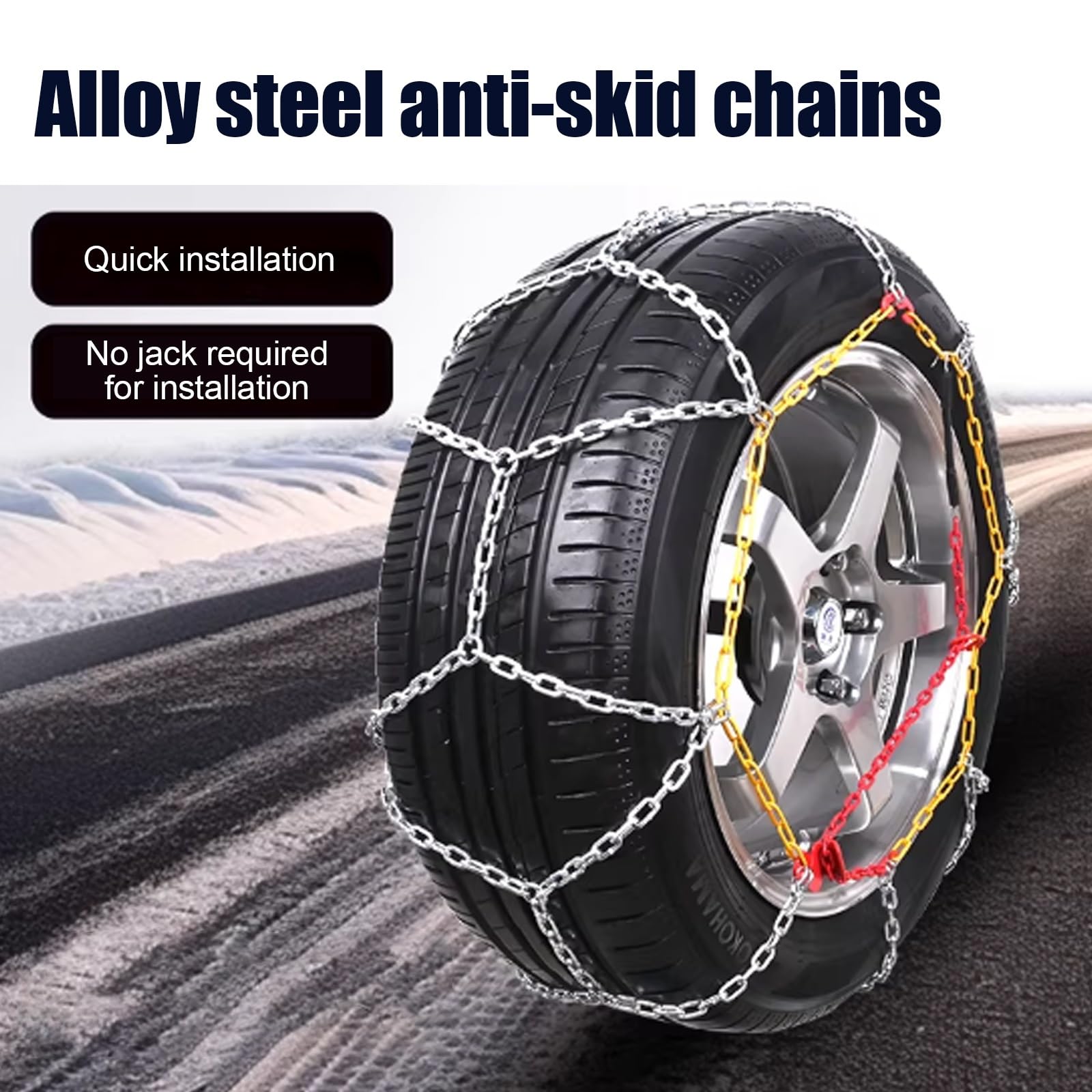 2x Cadenas de Nieve for Coche - Cadenas for Autos - Máximo Agarre y Montaje Fácil - Cadenas Metálicas for Nieve - for coches Barro Arena Nieve Hielo(166/55R14)
