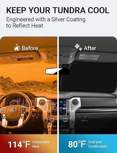 Miniatura 2 de Front Windshield Sun Shade Foldable Sunshade Protector Custom Fit Toyota Tundra 2007-2021 Limited SR5 Platinum TRD Pro Pickup Accessories 2022