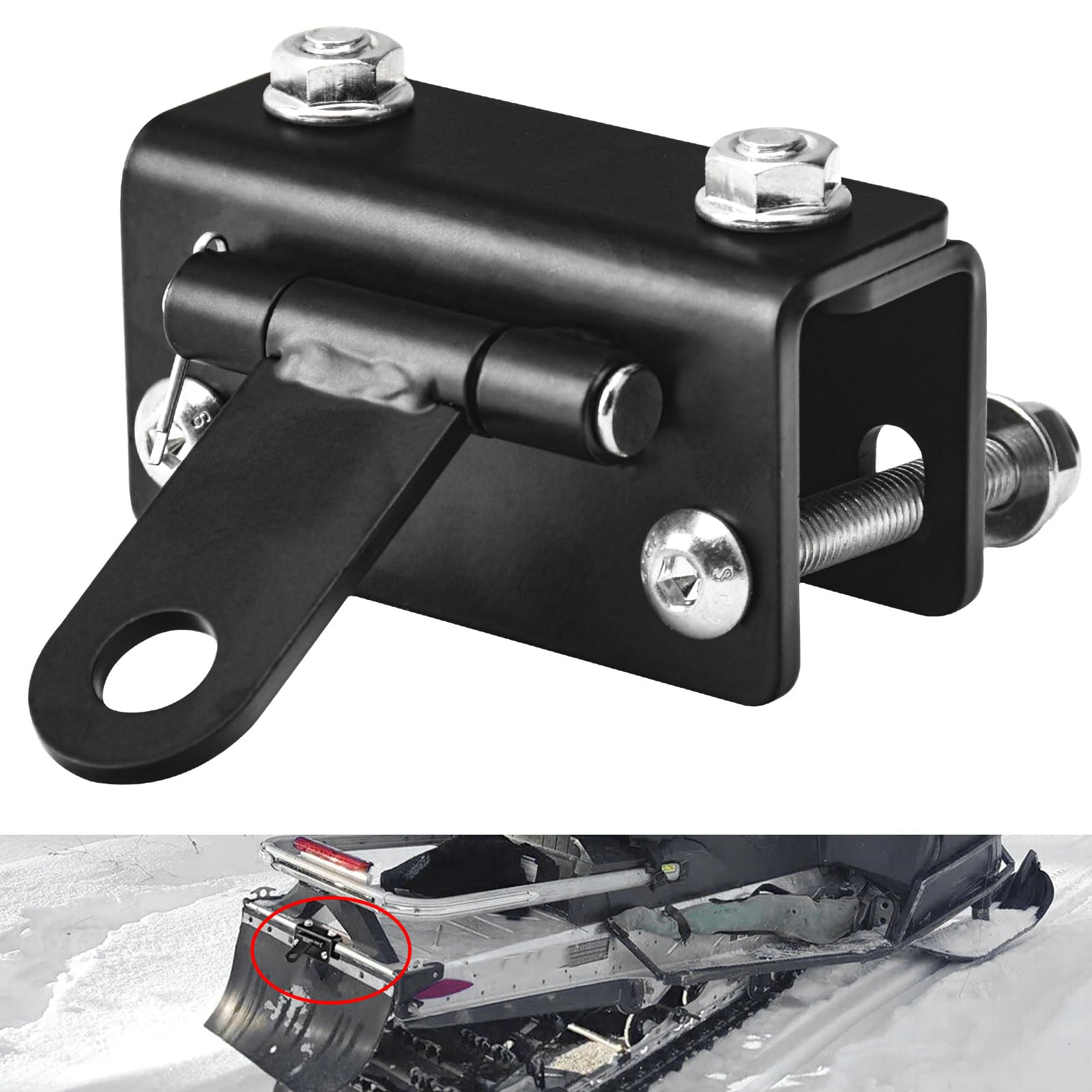 ZHIXING Adjustable Universal Heavy Duty Steel Sled Trailer Hitch/Snowmobile Bumper Hitch Kit Compatible with Polaris, Howbow, Rev, Ski-Doo, Ya-Maha, Arctic Cat Tongue Type Snowmobile