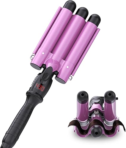 Miniatura 1 de kuwa Plancha rizadora de 3 barriles, herramienta para el cabello, crimpadora de cabello para mujeres, herramienta WaverHair, rizador de cabello con