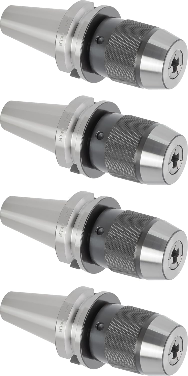CME 4 pcs BT 40 Taper Ball Bearing Keyless Drill Chuck, Integral Design, 1/2" Capacity