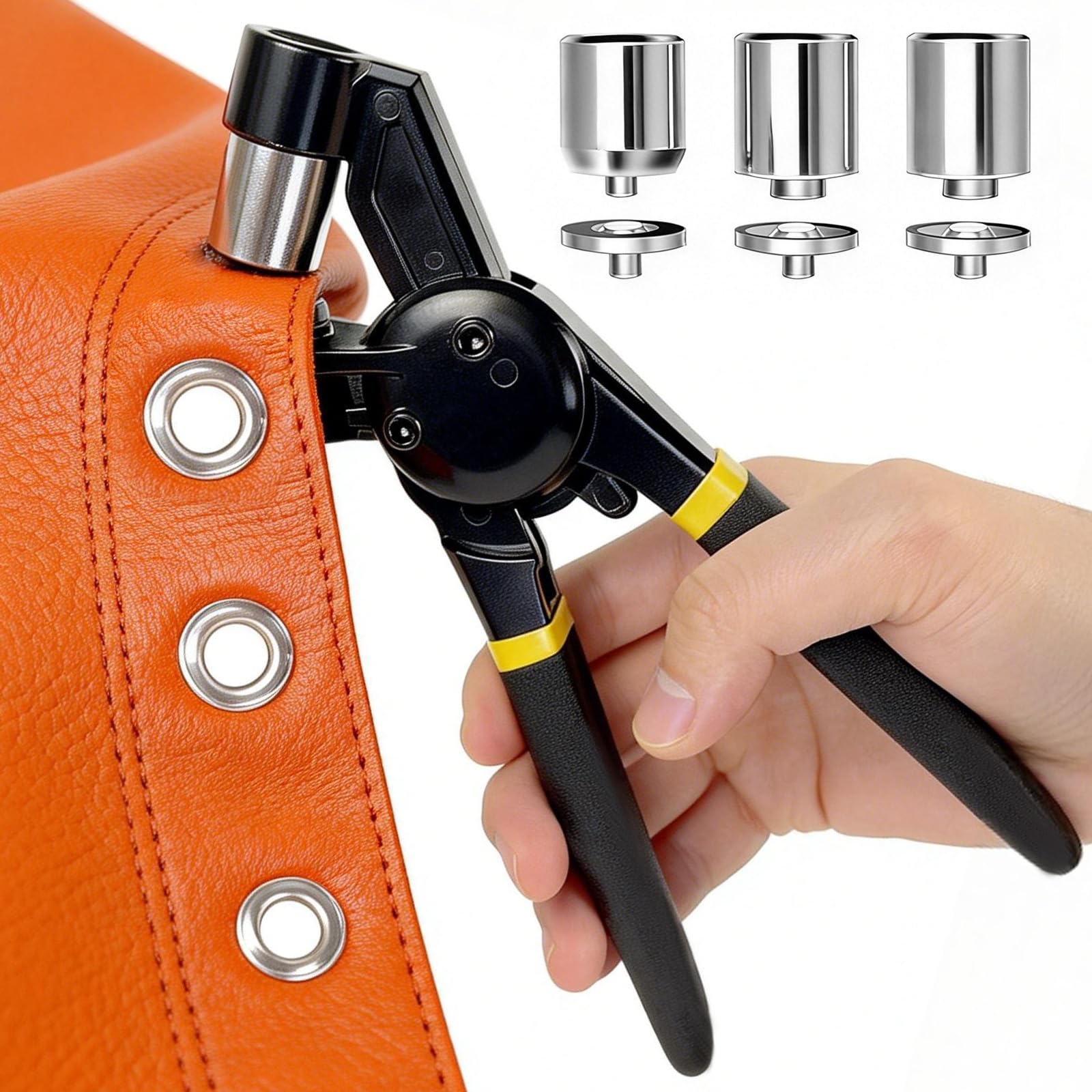 Eyelet Punch Kit, 600PCS 6/10/12mm Grommets, Heavy Duty Magnetic Grommet Pliers for Punching Holes in PVC Banners,Tarpaulin, Fabric, Leather, Canvas & Curtains Repair, Complete Eyelet & Grommet Kit