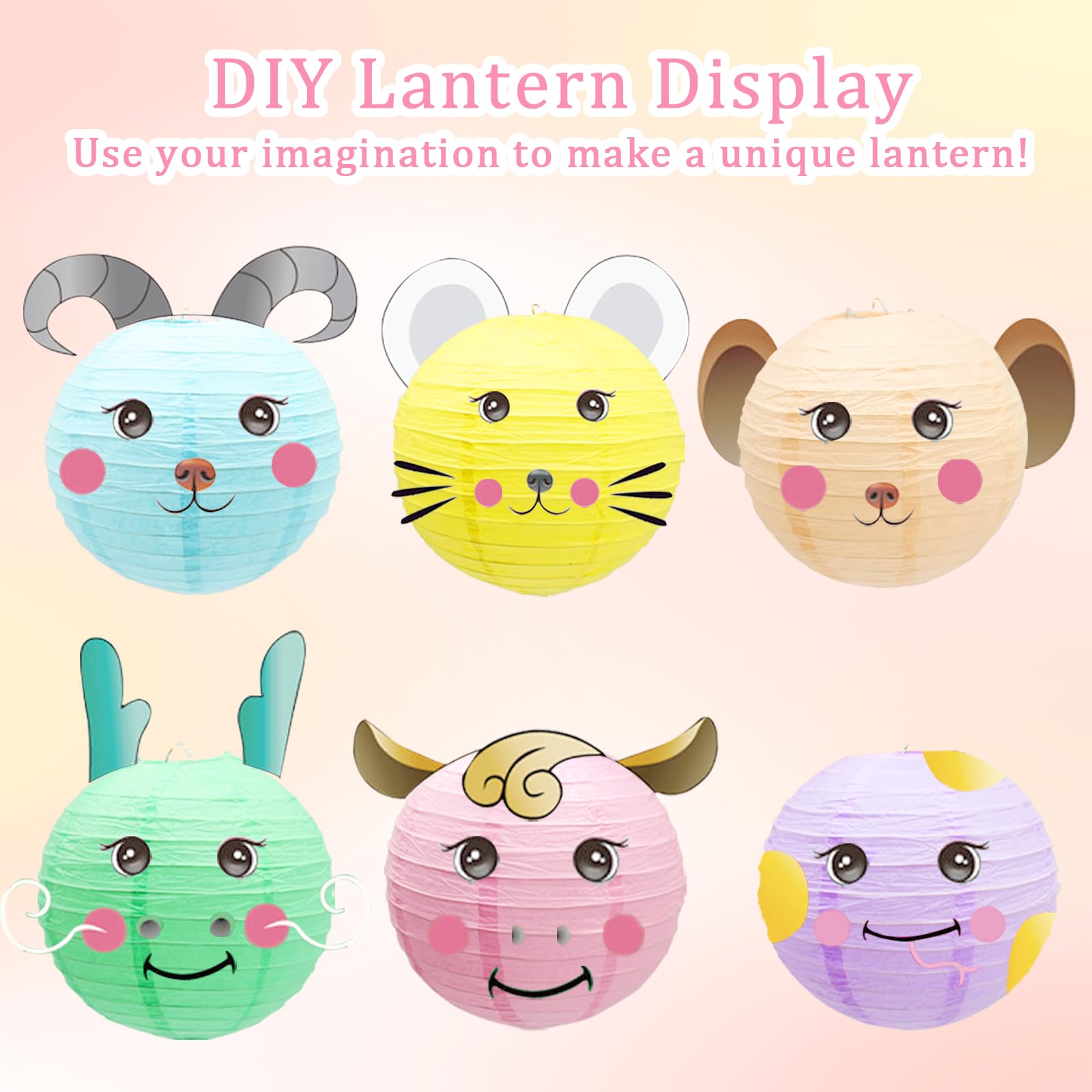 12 PCS Colorful Paper Lanterns Pastel Paper Lanterns Hanging Paper Lanterns Decorations for Classroom Baby Shower Wedding Graduation Anniversary Birthday Valentine's Day (8”, 10”)