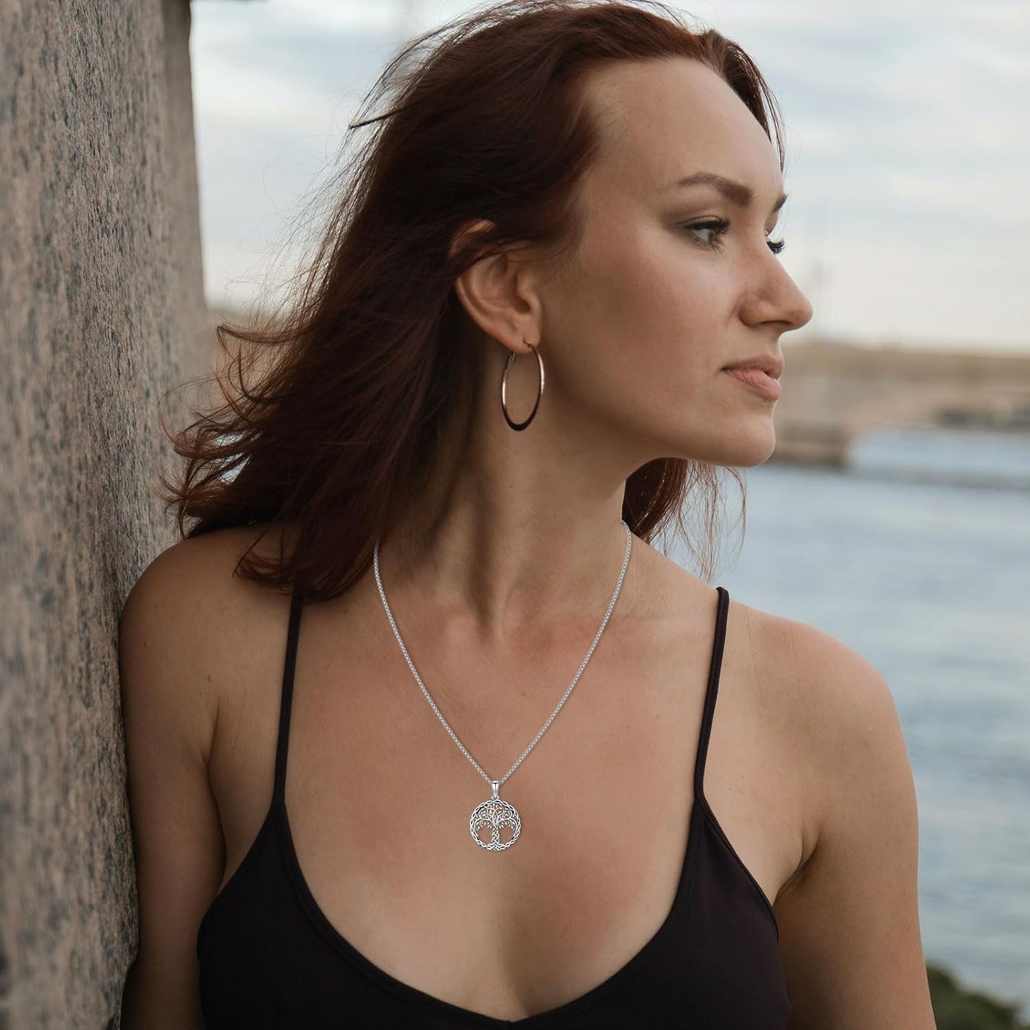 Tree of Life Necklace Tree of Life Pendant 925 Sterling Silver Abalone Shell Opal Malachite Turquoise Moonstone Crystal Necklace Celtic Knot Family Tree Jewelry for Men Women Fathers Day - Image 5