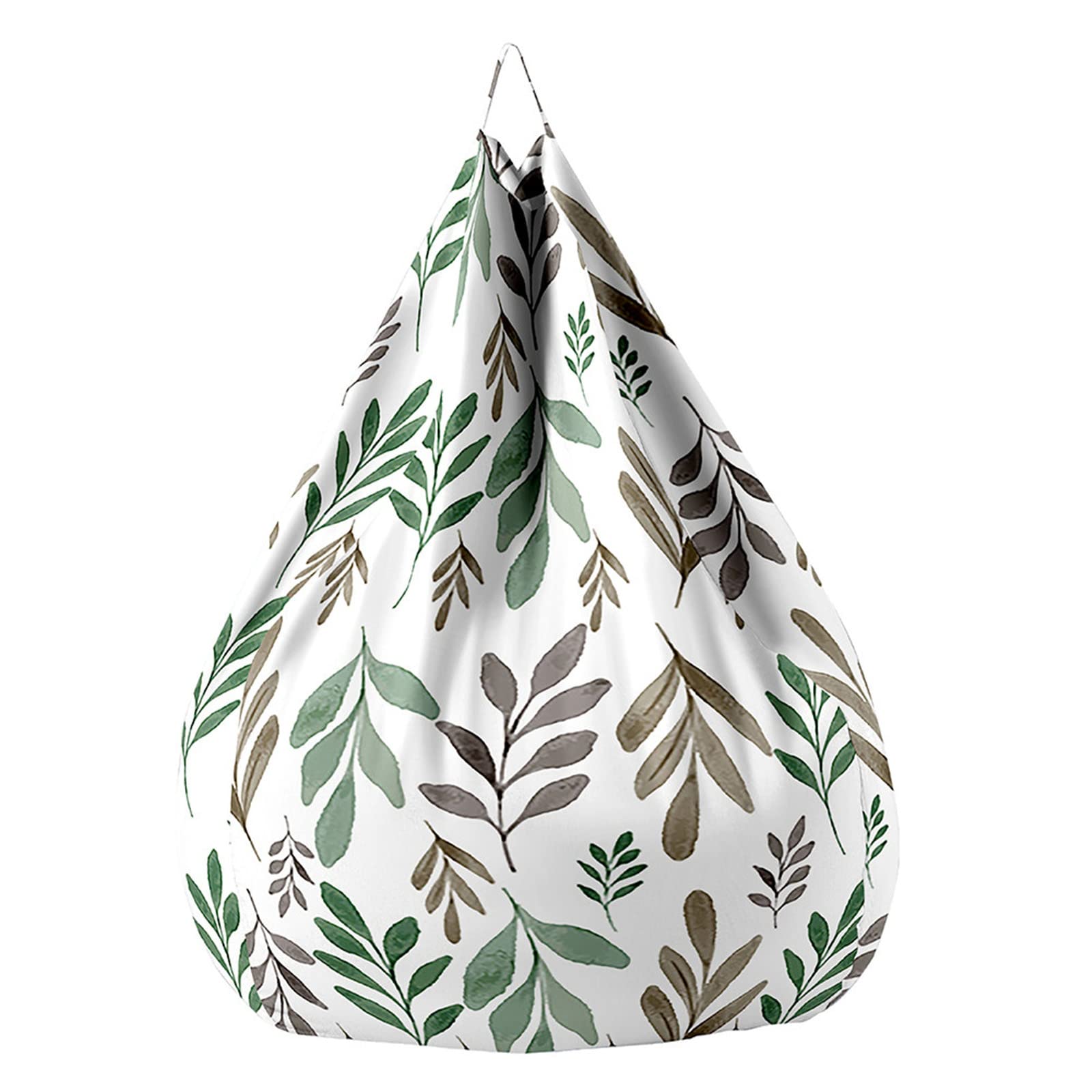 Fodera per Pouf a Sacco, Motivo Foglie Pouf Poltrona Sacco Senza Imbottitura/Copertura per Pouf Sacco con Cerniera/Copertura per Poltrona Sacco per Adulti e Bambini (90x110cm,Grigio)