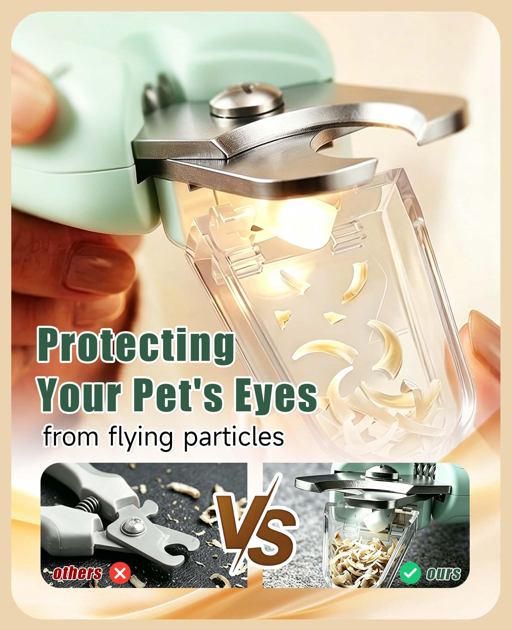 Cortauñas y amoladora 2 en 1 para perros y gatos, luces LED y protector de seguridad para perros grandes, medianos y pequeños, herramienta de aseo para gatos y perros pequeños
